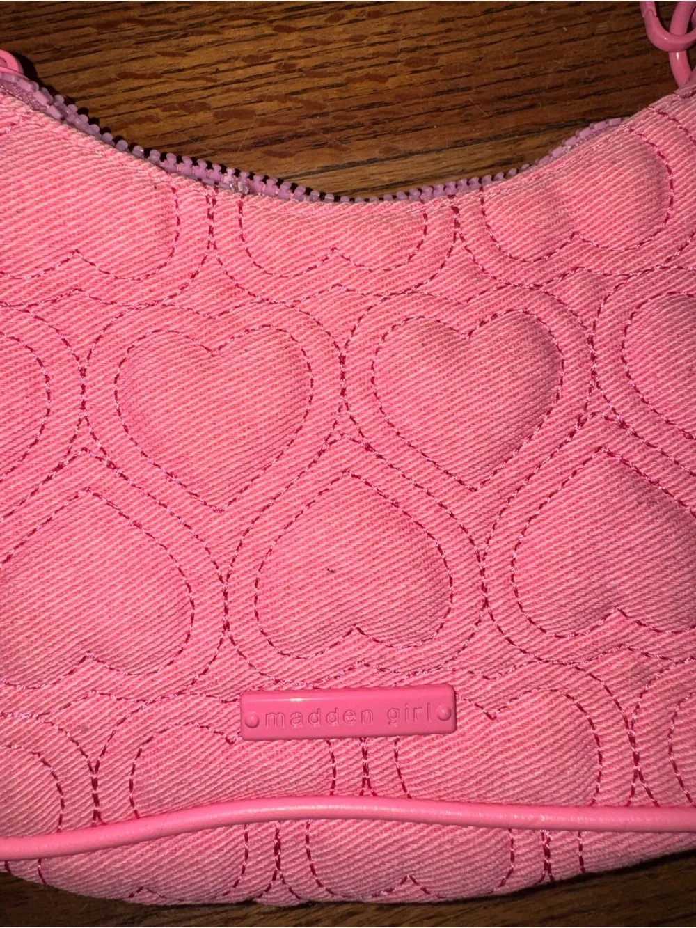 Madden Girl Pink Heart-Quilted Mini Shoulder Bag - Picture 2 of 4